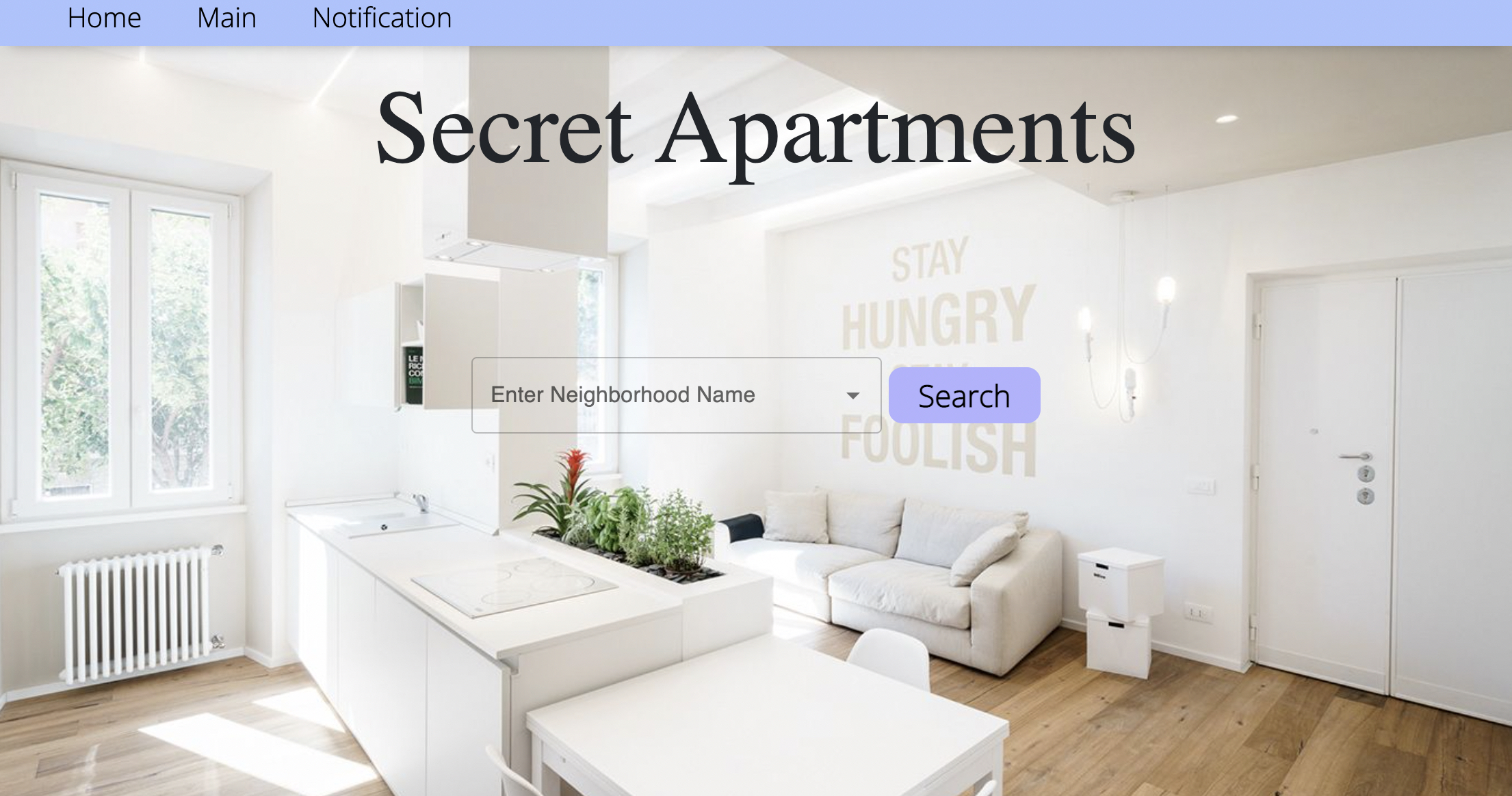 Screenshot of the secret apartments project.